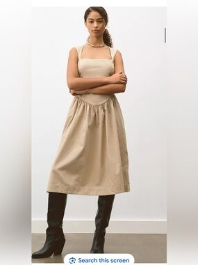 NWT, Maeve by Anthropologie Sleeveless Drop-Waist Neutral Midi Dress, X-Large